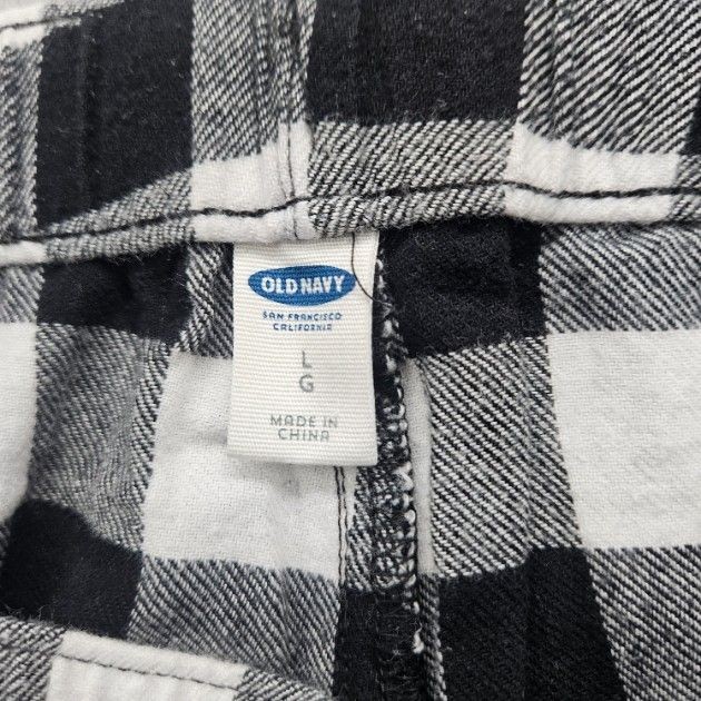 Old Navy Women Size Large Black White Checkered Pants Lounge Drawstring