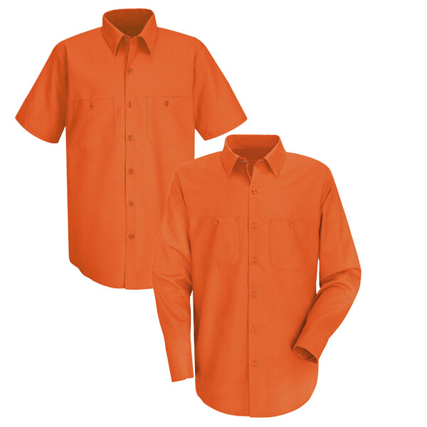 Red Kap Work Shirt 100% Cotton 2 Pocket Men’s Durable Industrial Uniform