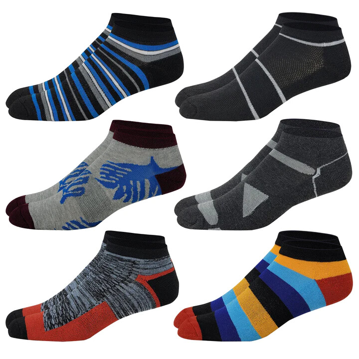 Different Touch 6 Pairs Men’s Ankle Athletic Cushion Low Cut Sports Socks