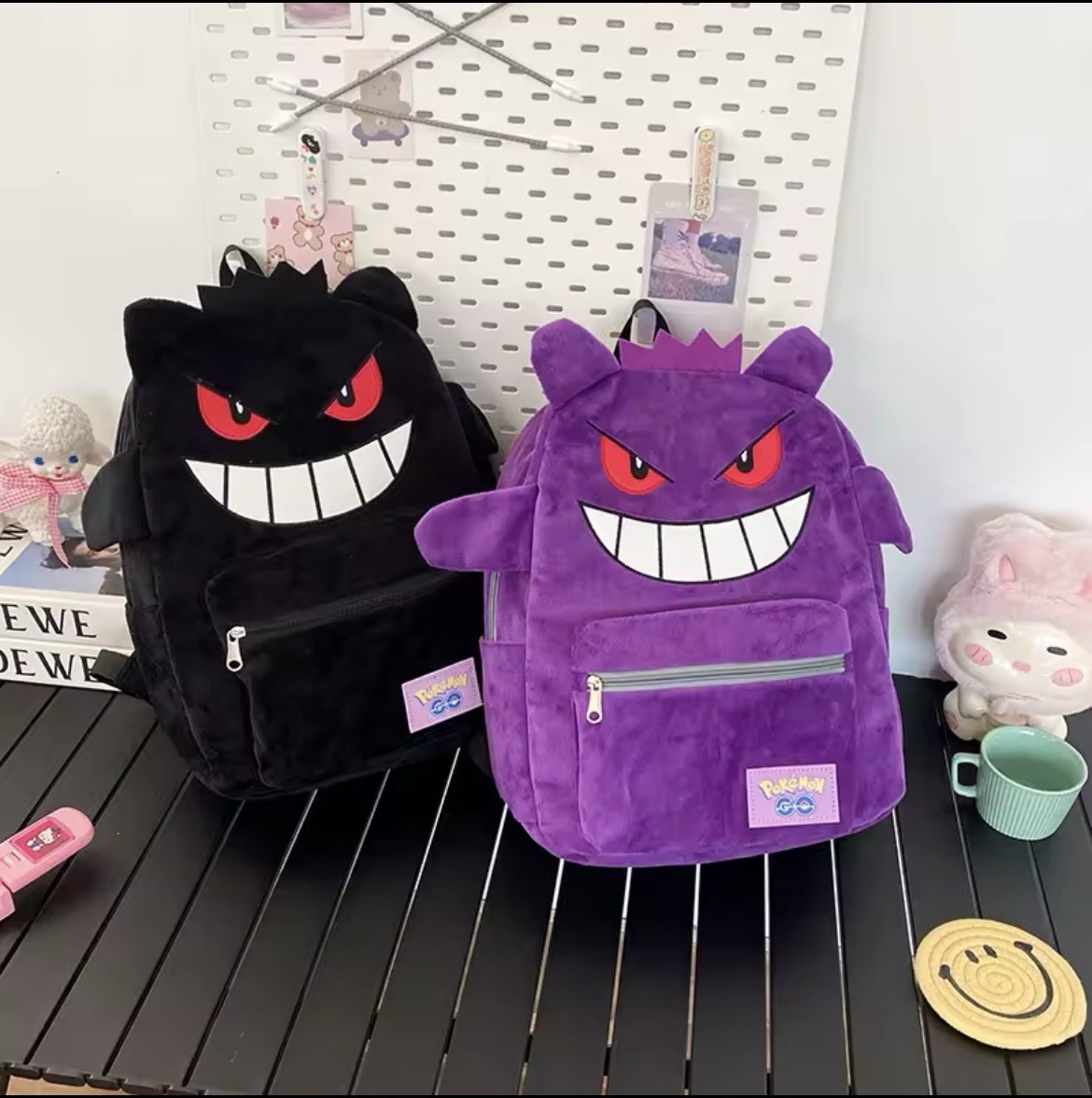 Purple Gengar Backpack Trendy Cool Large Bag Cute Cartoon