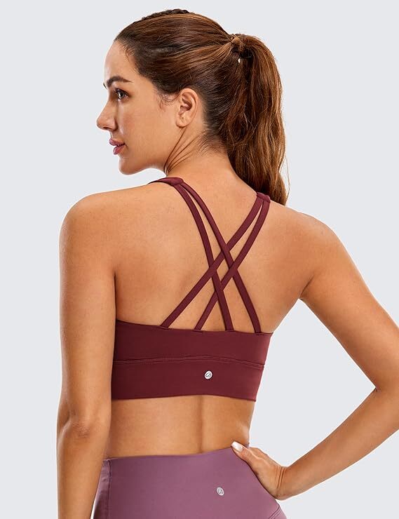 CRZ YOGA Women’s Bra, Womens Butterluxe Strappy Back Longline Sports Bra, 205
