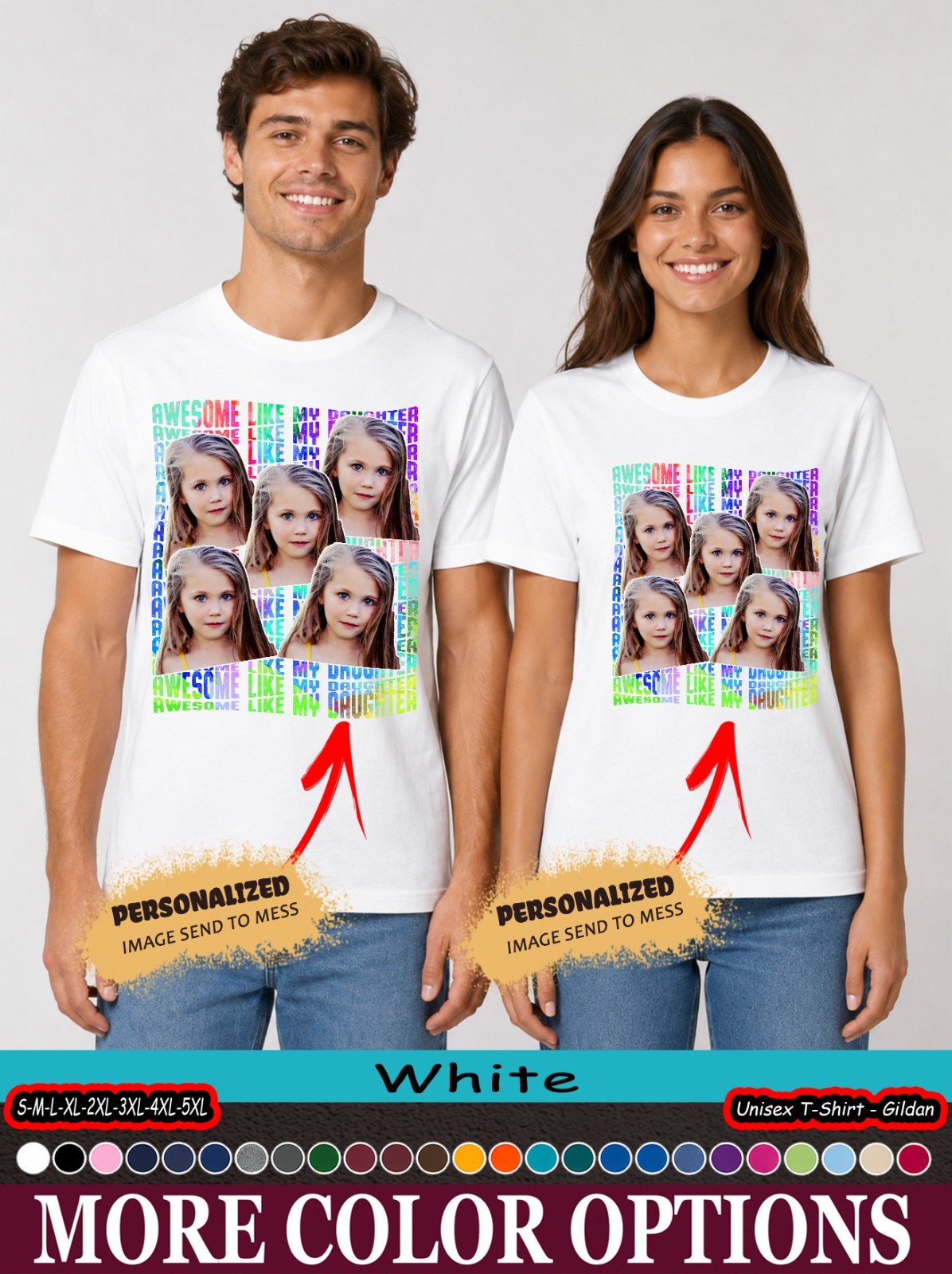 Custom Photo Funny Dad Daughter Shirt, Awesome Like My Daughter Graphic Tee