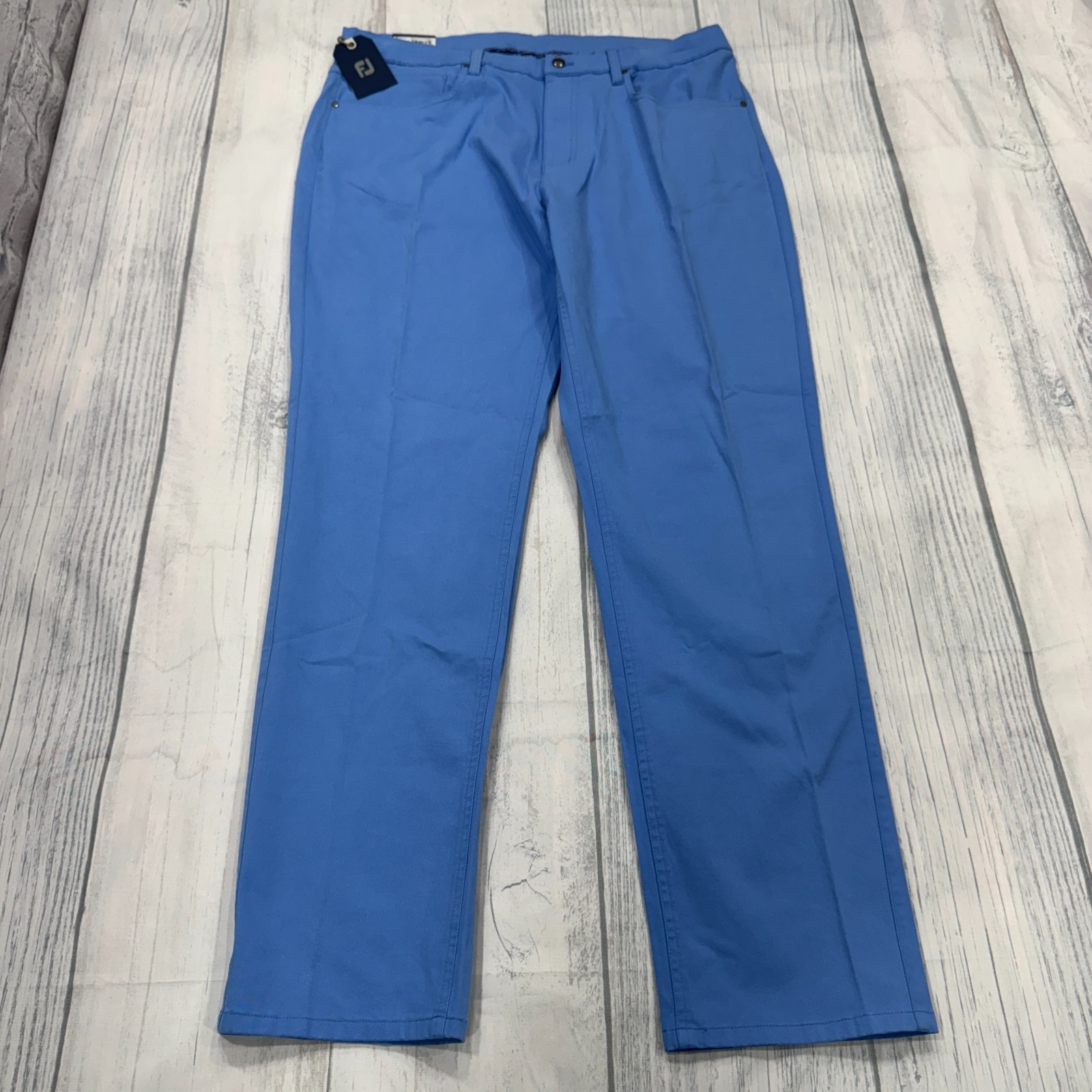 NWT Footjoy Cotton Twill 5 Pocket Pants Lagoon Blue 36×32 Golf Mens FJ $125