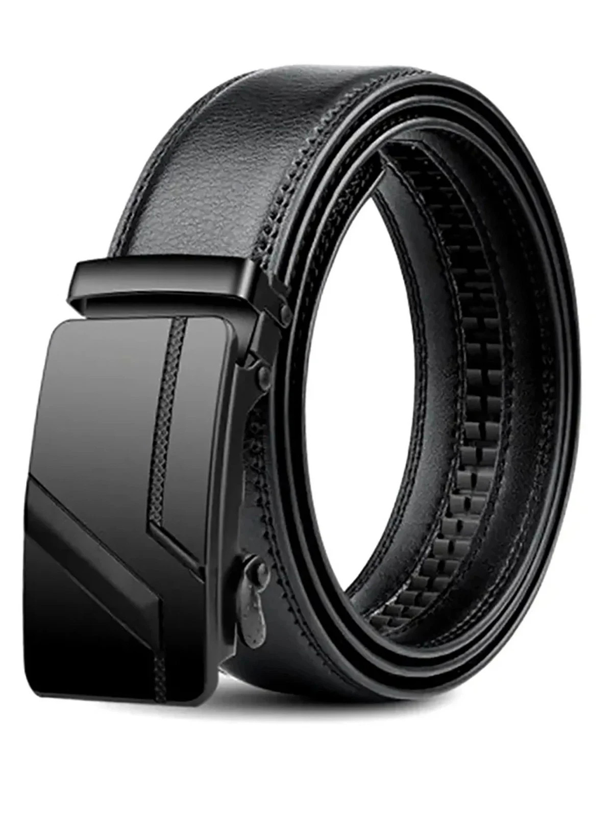 Genuine Leather Mens Ratchet Belt Belts For Men Adjustable Automatic Buckle