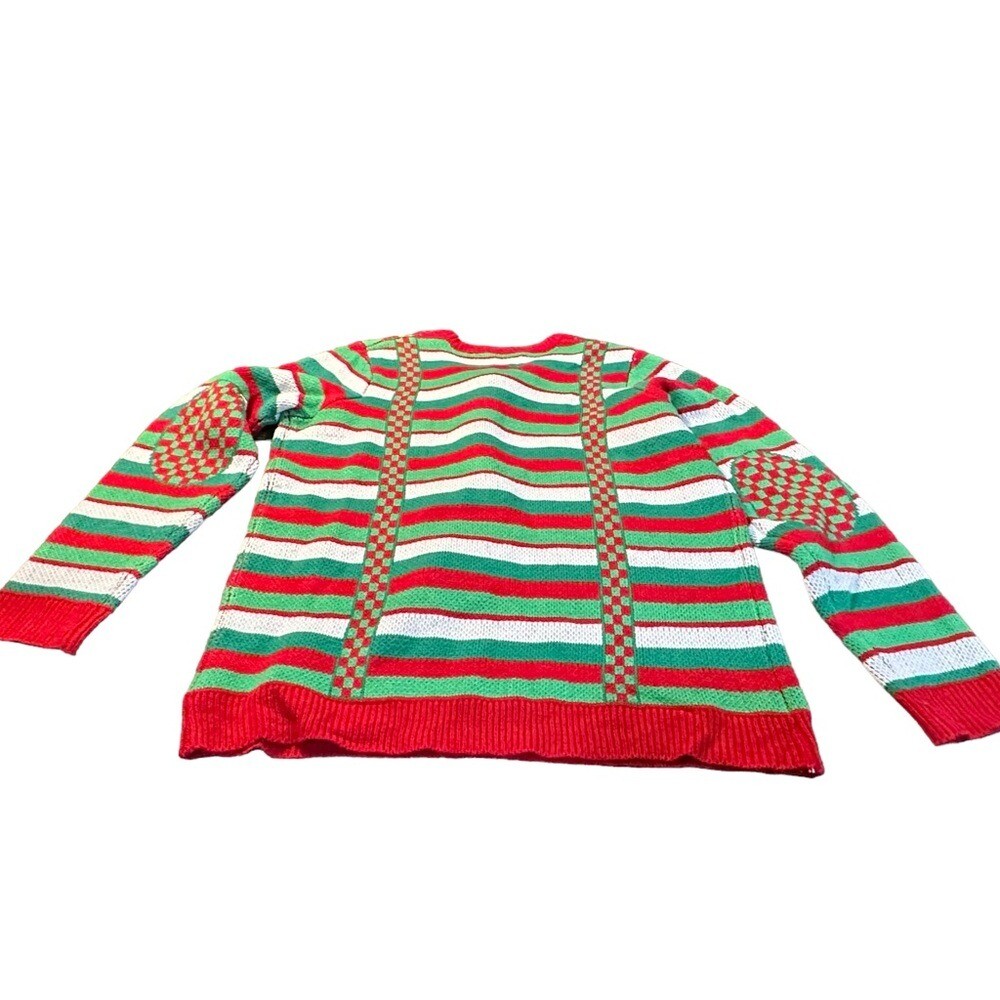 Jolly Sweater Ugly Christmas sweater Crewneck Faux Tie & suspenders sz large
