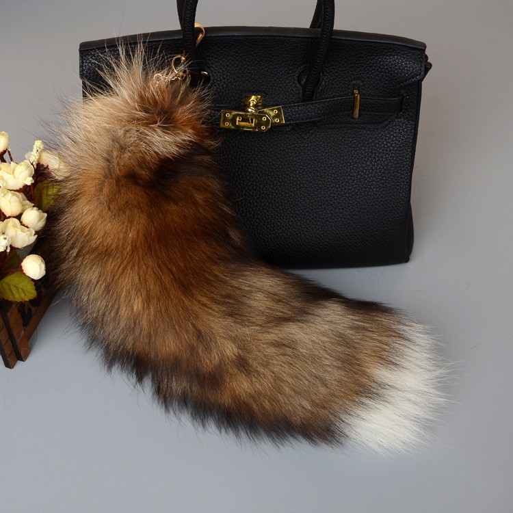 Wholesale 2/5/10pcs-16″-18″ Real Fox Fur Tail Bag Charm Pendant Cosplay Toys