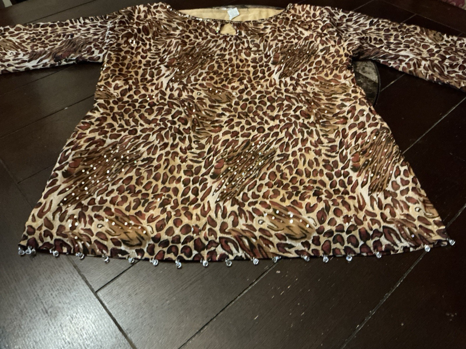 Polyester Chiffon Leopard Cheetah Indian Kurta Kurti Top, 28” Long, 48” Bust,