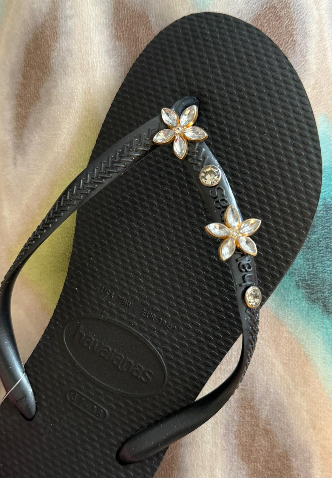 Original Havaianas Flip Flops Women Slim with Flowers and Personalized Charm
