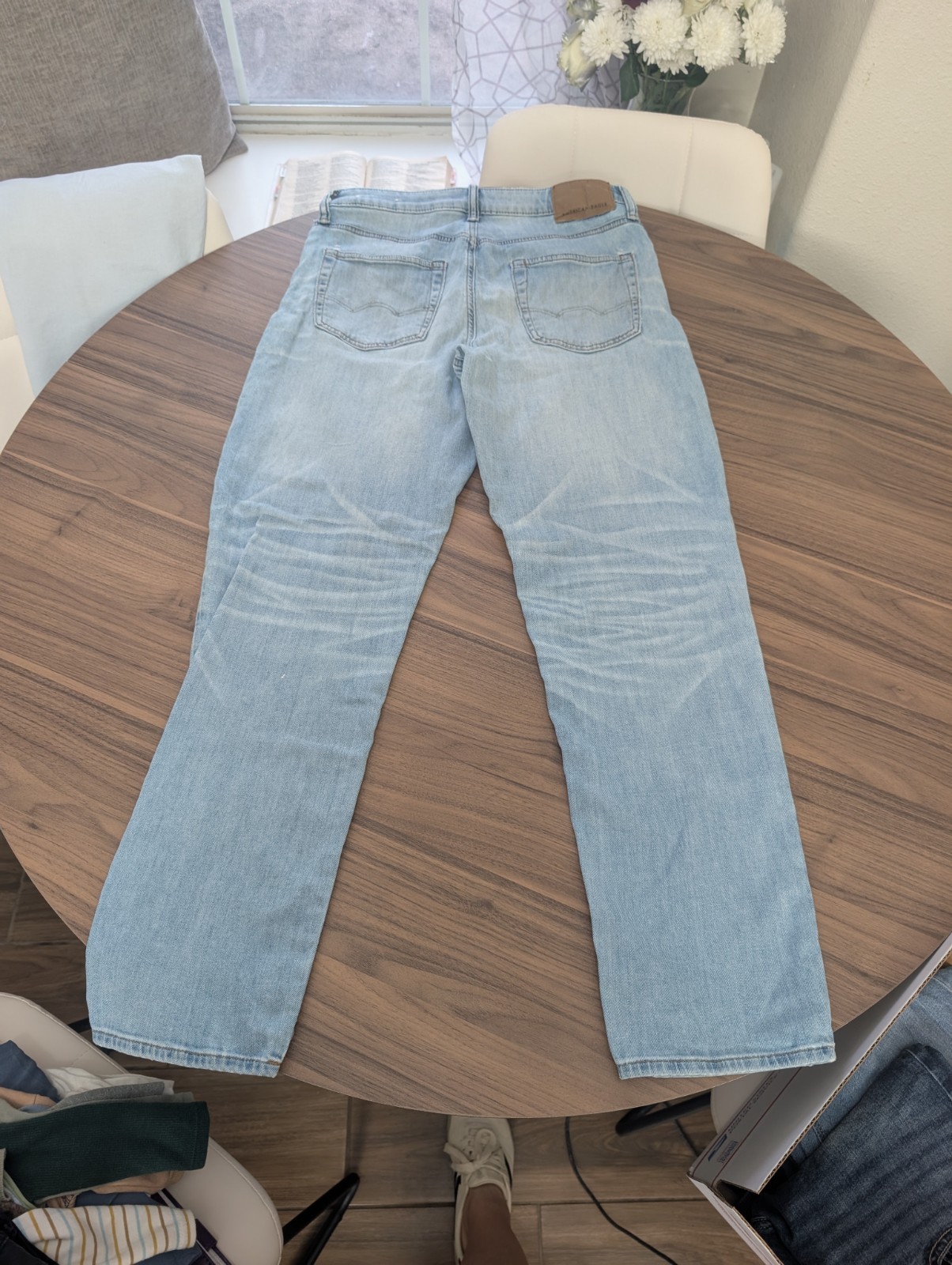 American Eagle Outfitters AirFlex Slim Straight Light Wash Blue Stretch Jeans
