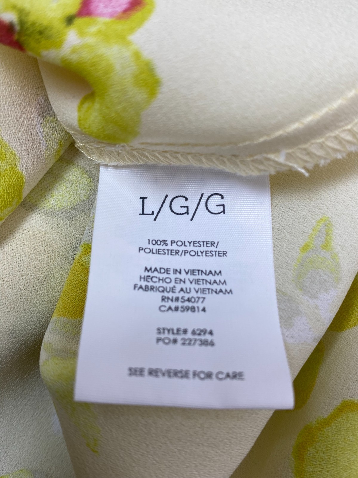 CAbi Go To Blouse Spring Yellow Floral Style #6294 Sz L Classic Coastal Corpgore