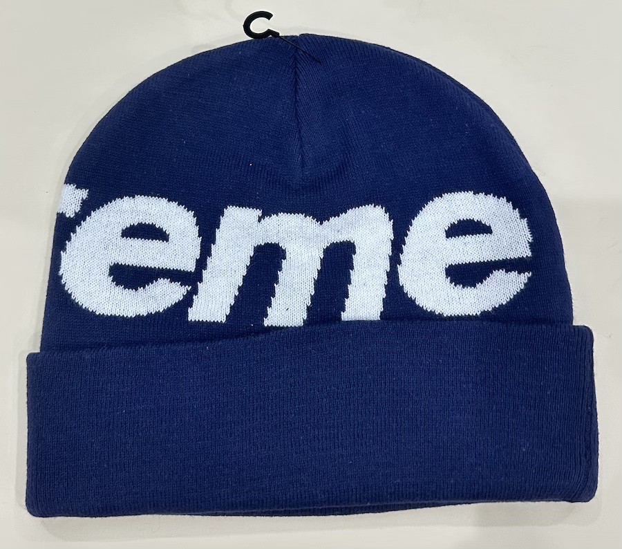 NEW IN BAG Supreme Box Big Logo Navy Blue Beanie FW22