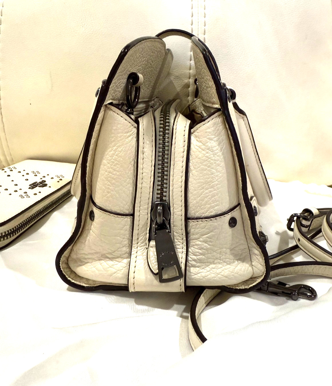Coach Mercer Satchel 24 in Grain Leather with Bandana Rivets 55634 and Wallet.