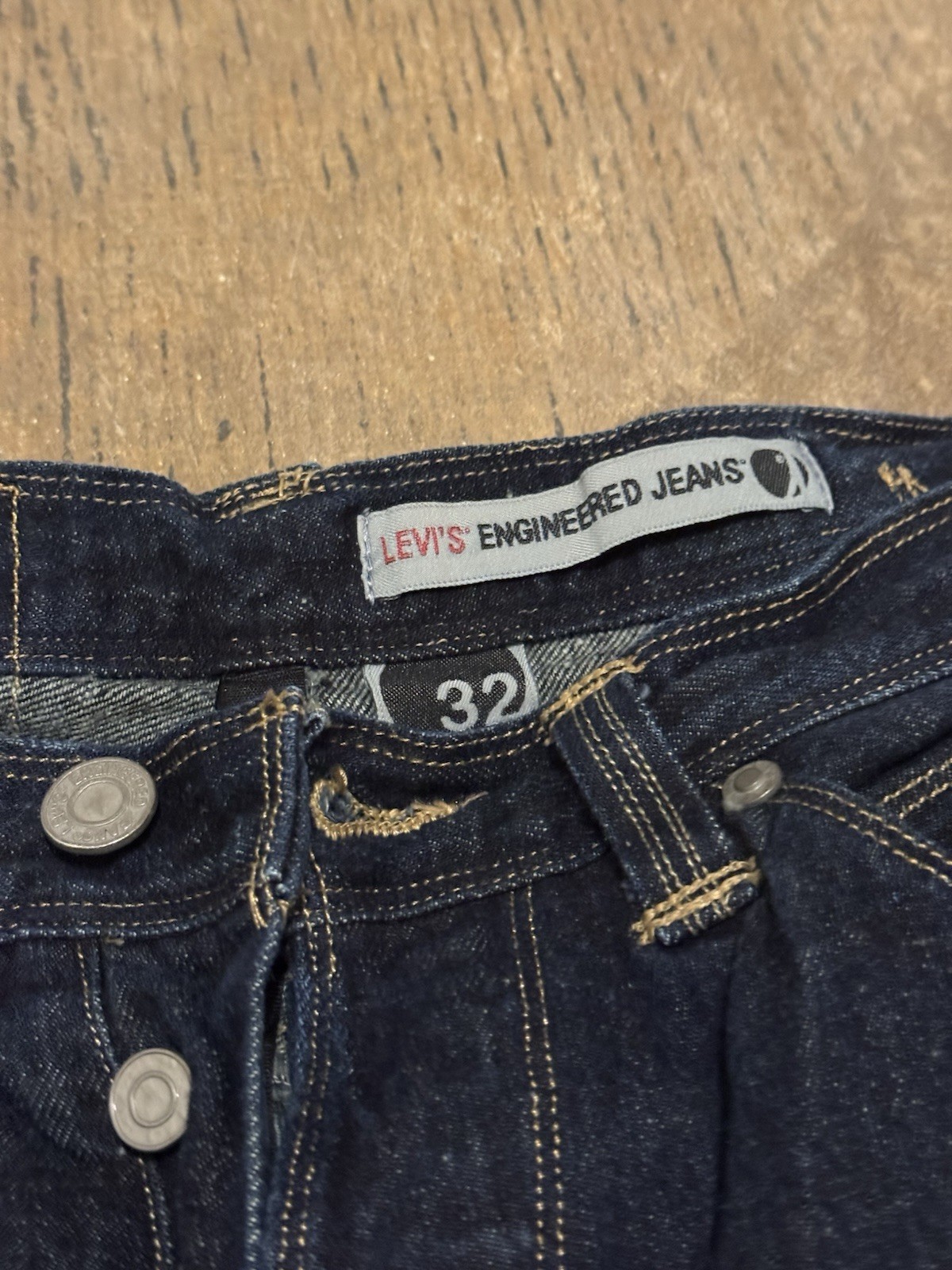Vintage June 9 1999 RARE Levi’s Engineered Back Buckle Indigo 32×32