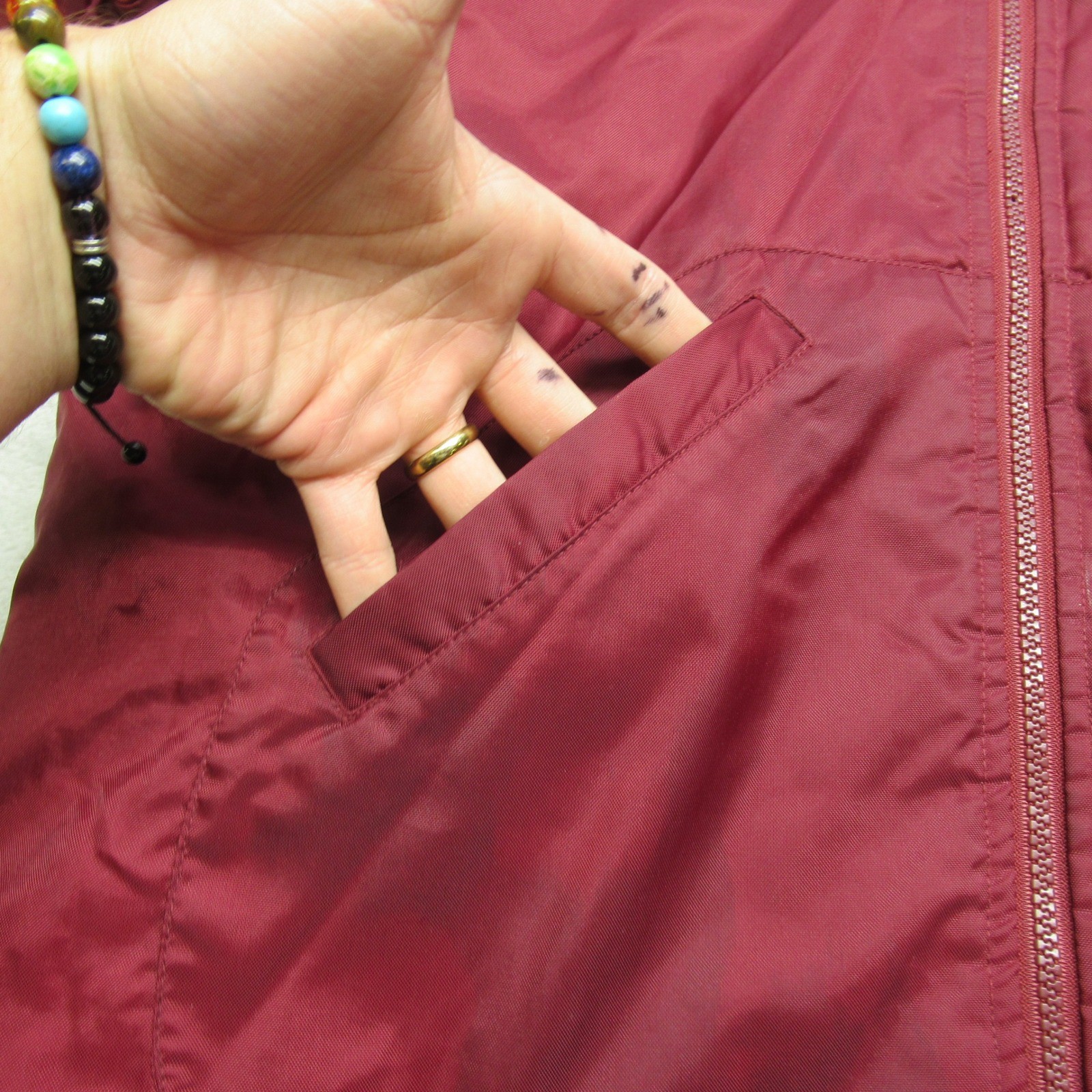 Adidas Jacket Youth Medium Red Pockets Hooded Insulated Quilt Lined Full Zip