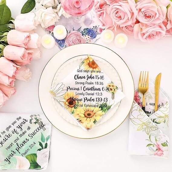 10 Pcs Christian Handkerchiefs for Women Inspirational Bible Verse Gift for C…