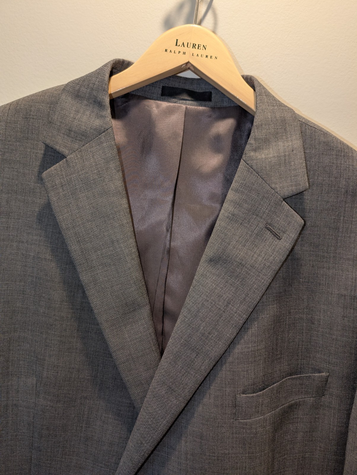 Lauren Ralph Lauren Suit Mens 52R Pant 48×28 Gray Stretch Wool Black Label