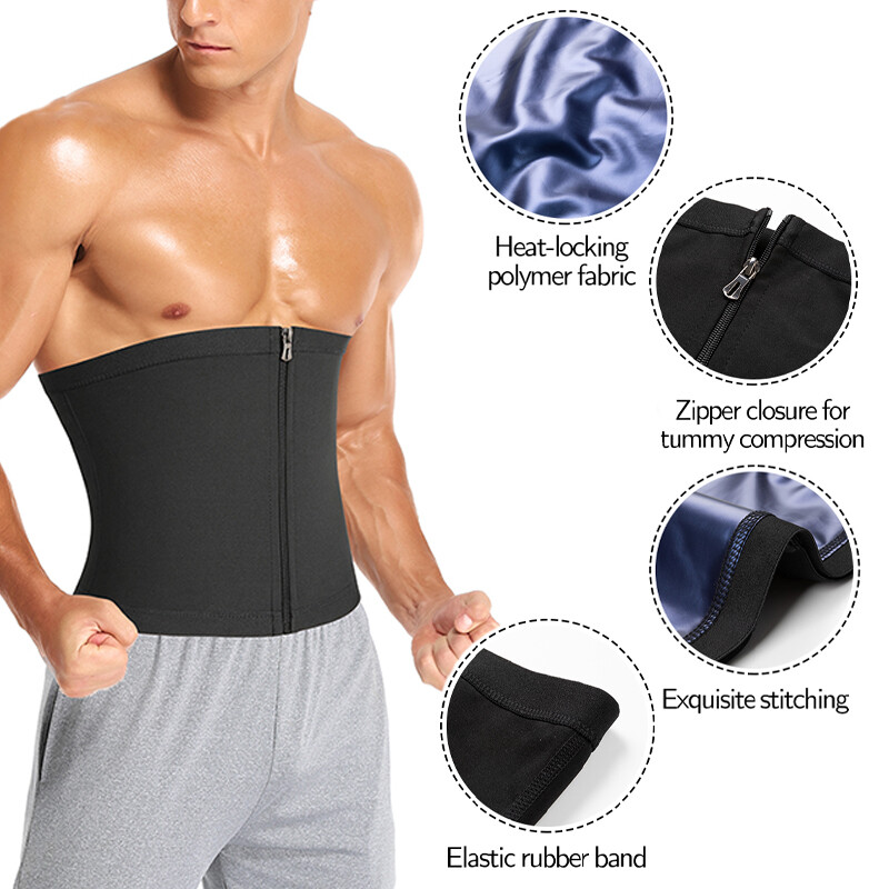Mens Waist Trainer Abdomen Reducer Sauna Body Shaper Sweat Trimmer Belly Belt