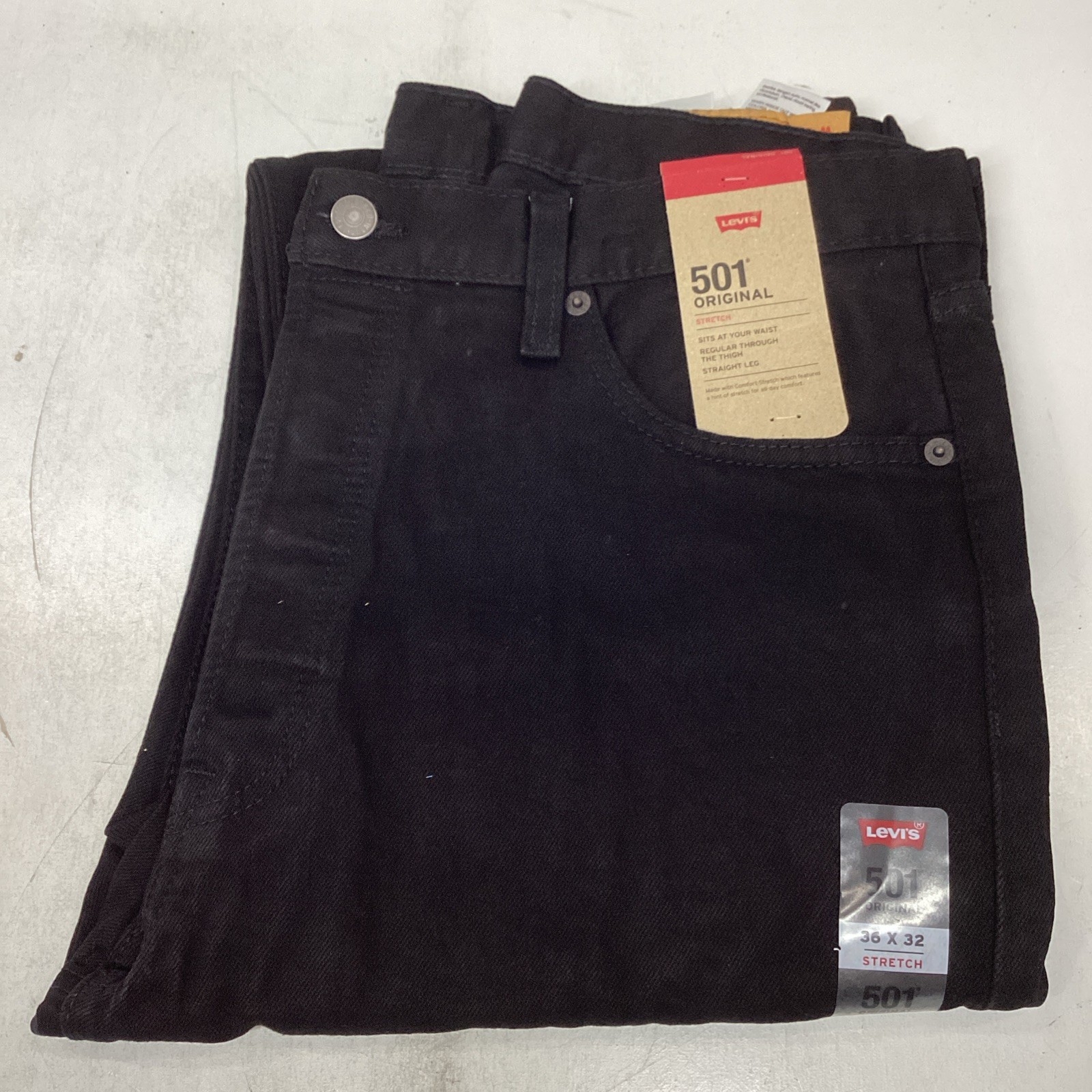 Levi’s 501 Original Stretch Straight Leg Jeans Men’s 36×32 Black