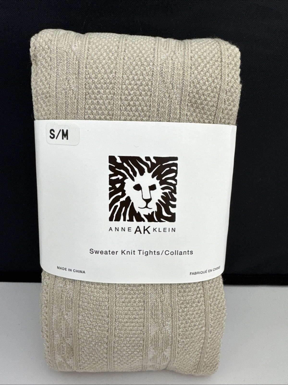 Anne Klein Sweater Knit Tights – Cotton Blend – Size Small/Medium – Beige – New