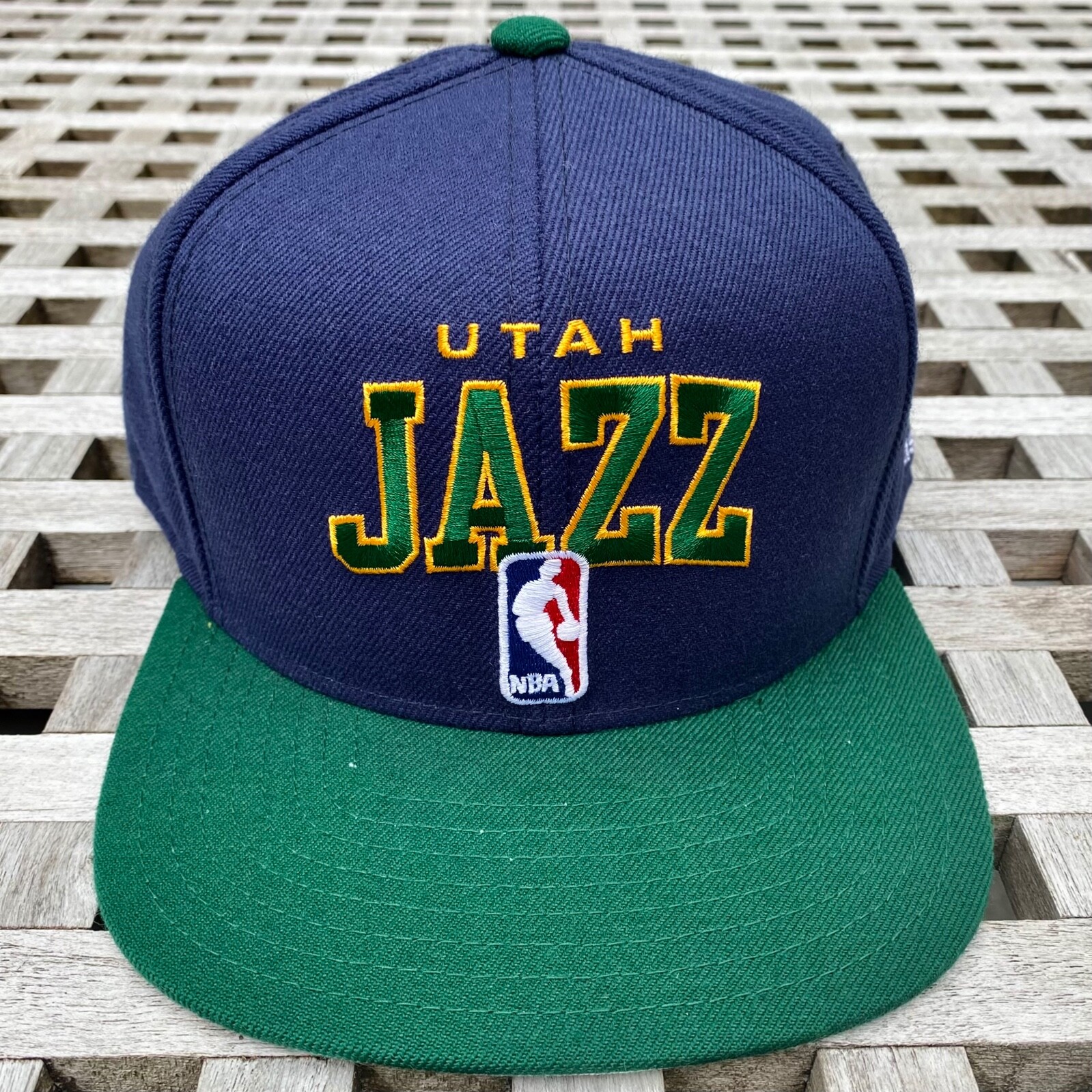 Utah Jazz Script Logo Spell Out Adidas NBA Draft 2 Tone Snapback Cap Hat