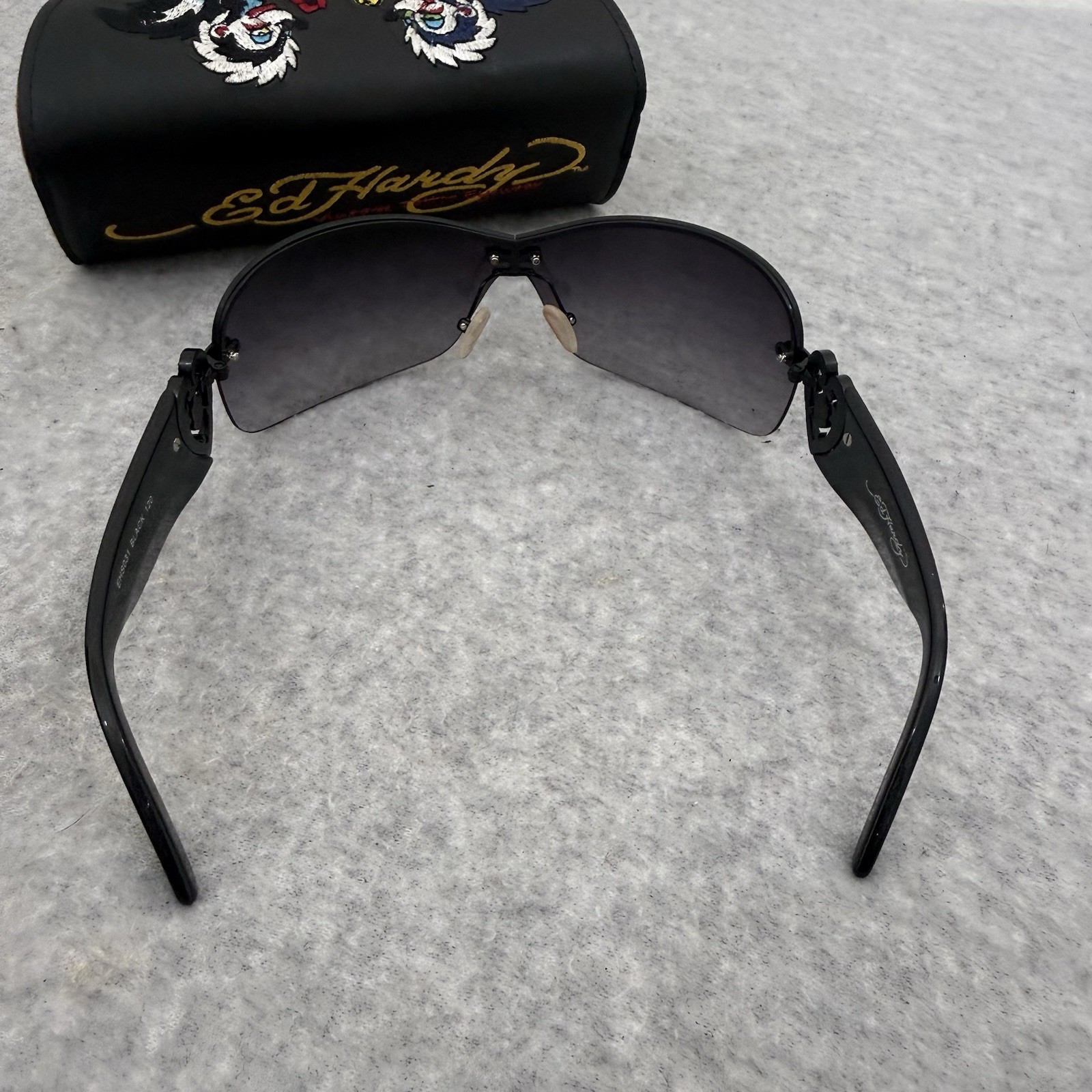 Ed Hardy Sunglasses EHS-031 Skunk Black Rhinestone Glasses With Case