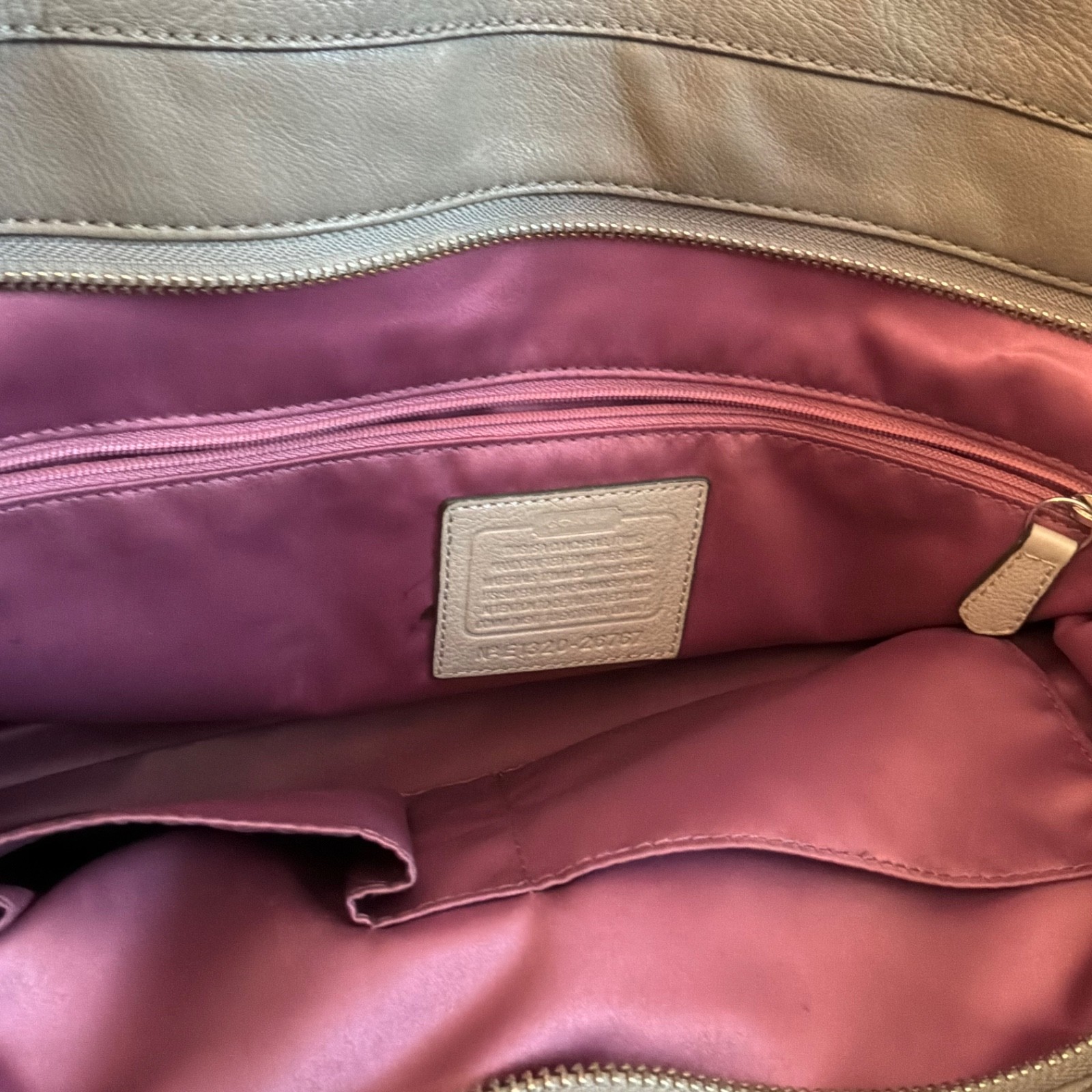 Coach signature gray canvas and leather tote bag