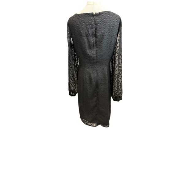 Ann Taylor Black Swiss Dot Sheer Sleeve Dress Size 6 Fully Lined