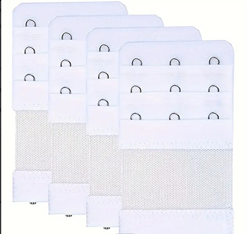 4 Pieces 3-Hook Bra Strap Extender; Comfortable and Adjustable Bra Strap Clip