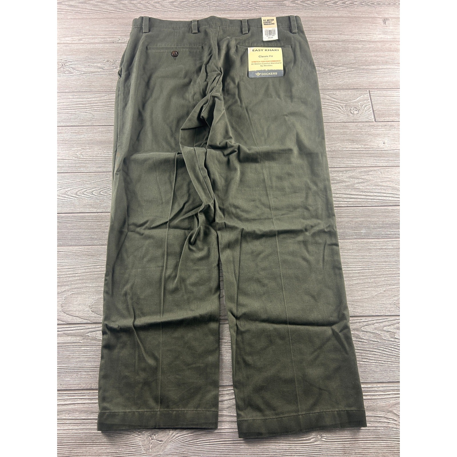 Dockers Mens Easy Khaki Classic Fit Pants Olive Green Stretch 36×30 New