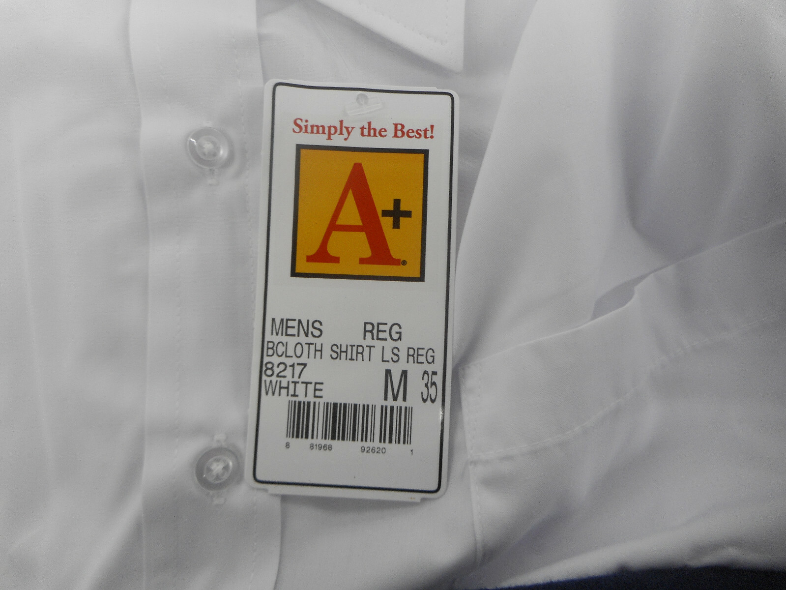 Men’s A+ White Long Sleeved Dress/Casual Dress Shirt Sizes Small – 4XL