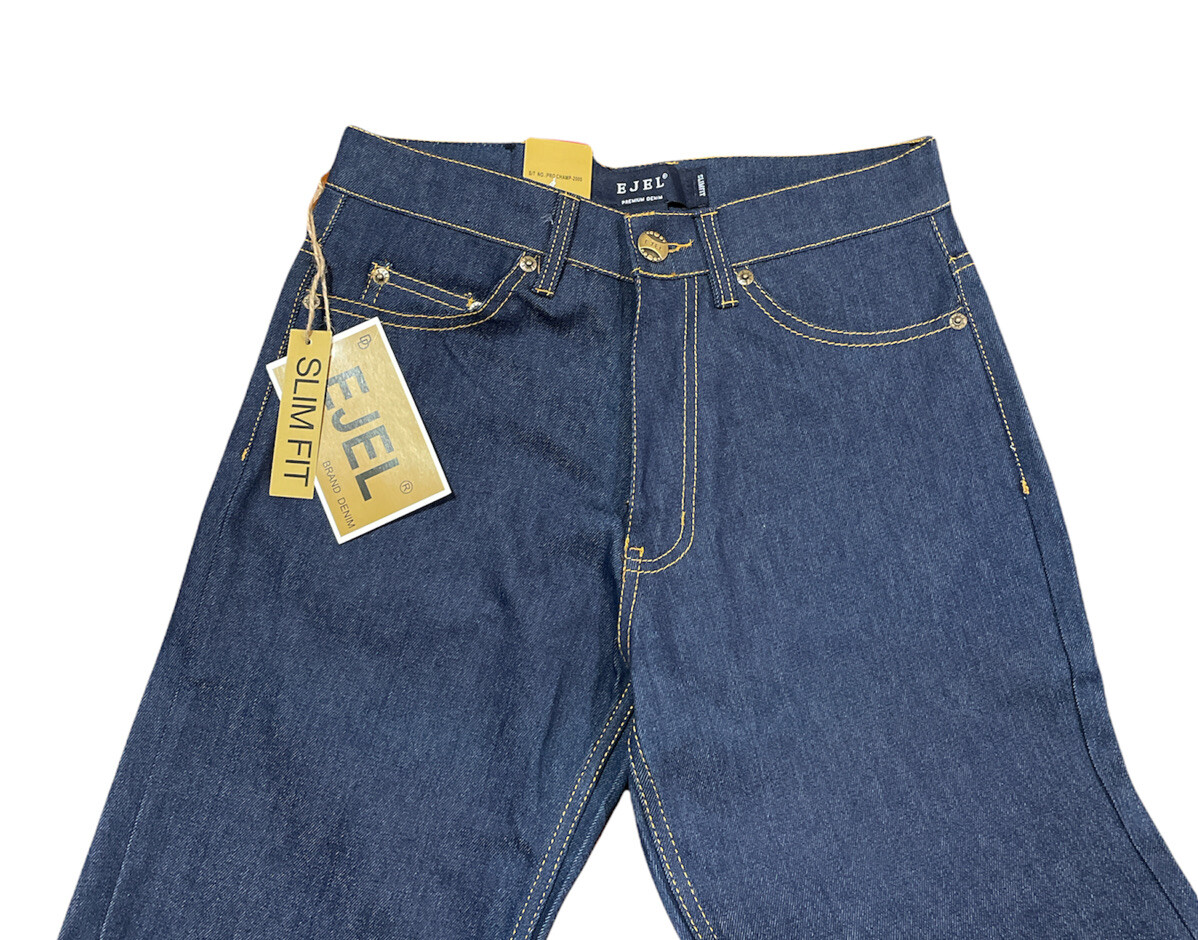 EJEL Slim Fit Straight Leg Dark Blue Contrast Stitch Unisex Jeans 30×30