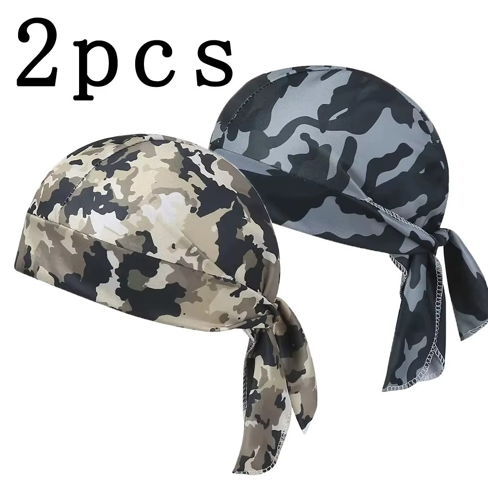 Camouflage Motorcycle Wrap Biker Du Do Black Doo Rag Head Skull Cap Durag