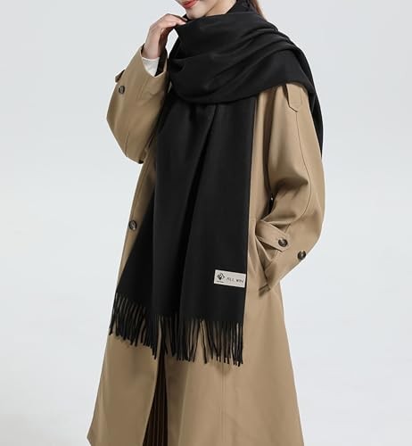 Winter Scarf for Women Ladies Cold Weather – Soft Warm Cashmere Feel Black