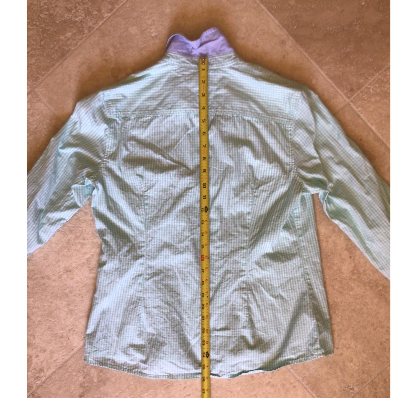 Tommy Hilfiger Women’s Large Mint Green Gingham Button Down Shirt 100% Cotton