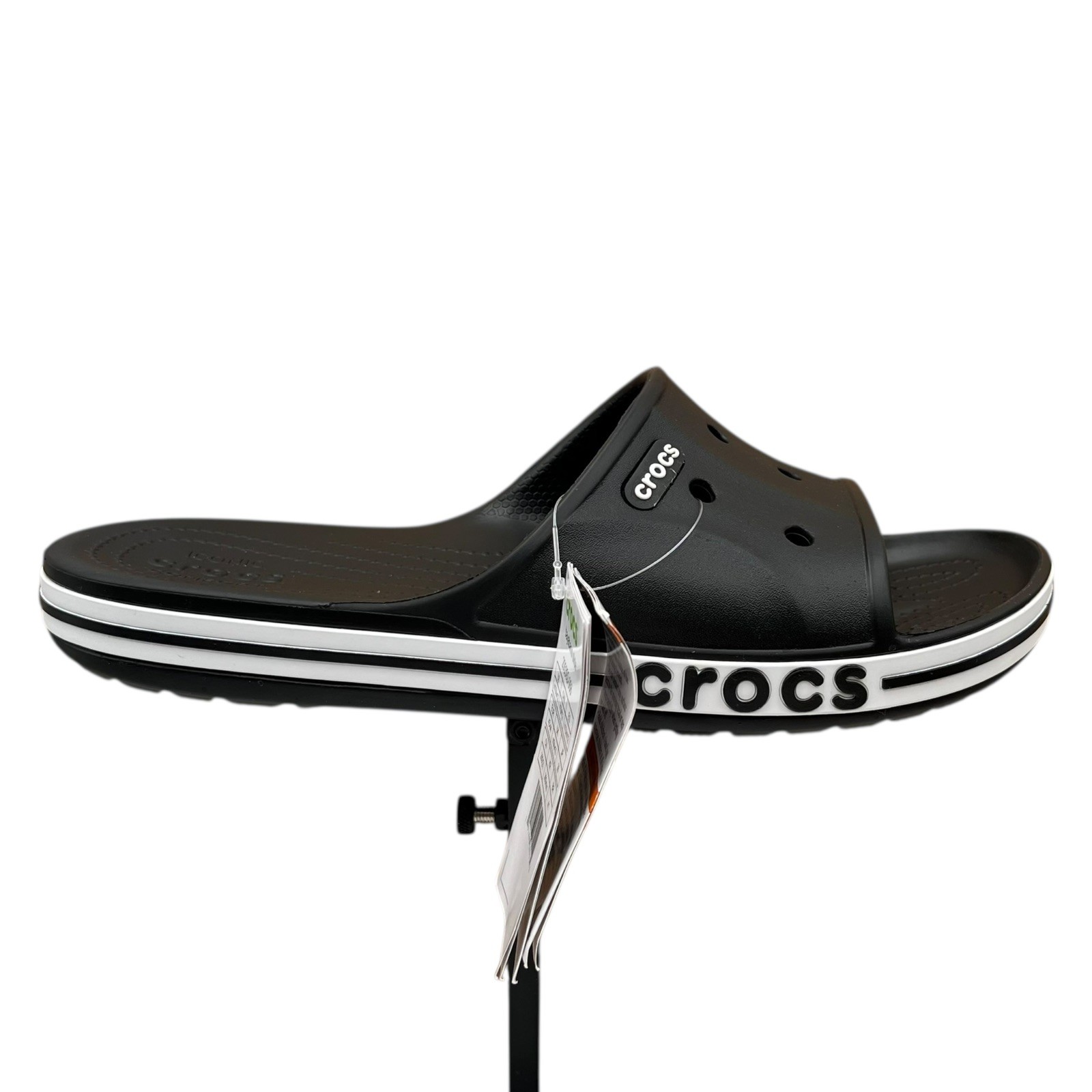 Crocs Bayaband Mens Slide Sandals Size 10 Black White Water Friendly Lightweight