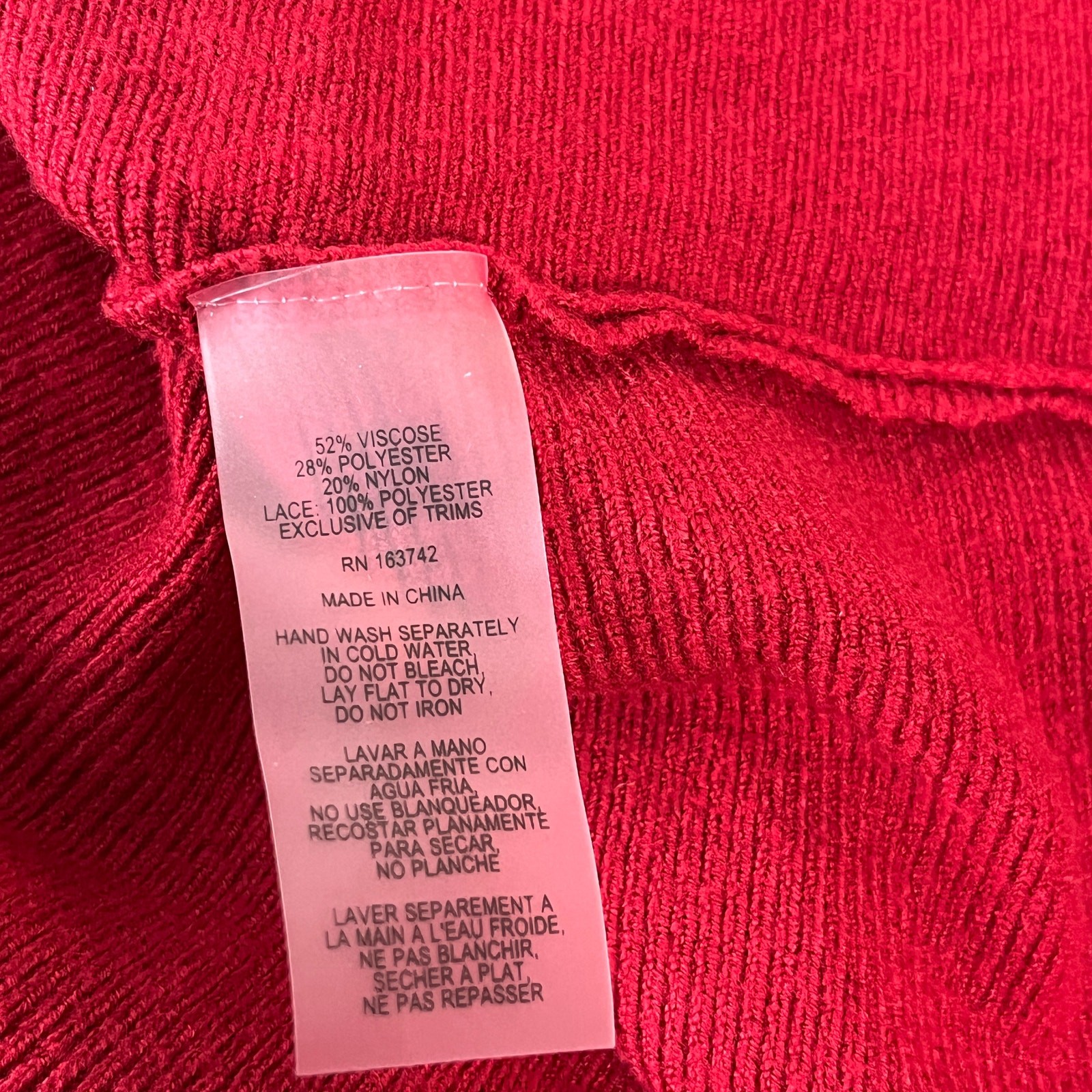 Tahari Top Womens 1X Red Knit Embellished Long Sleeve Tunic Casual Career Office