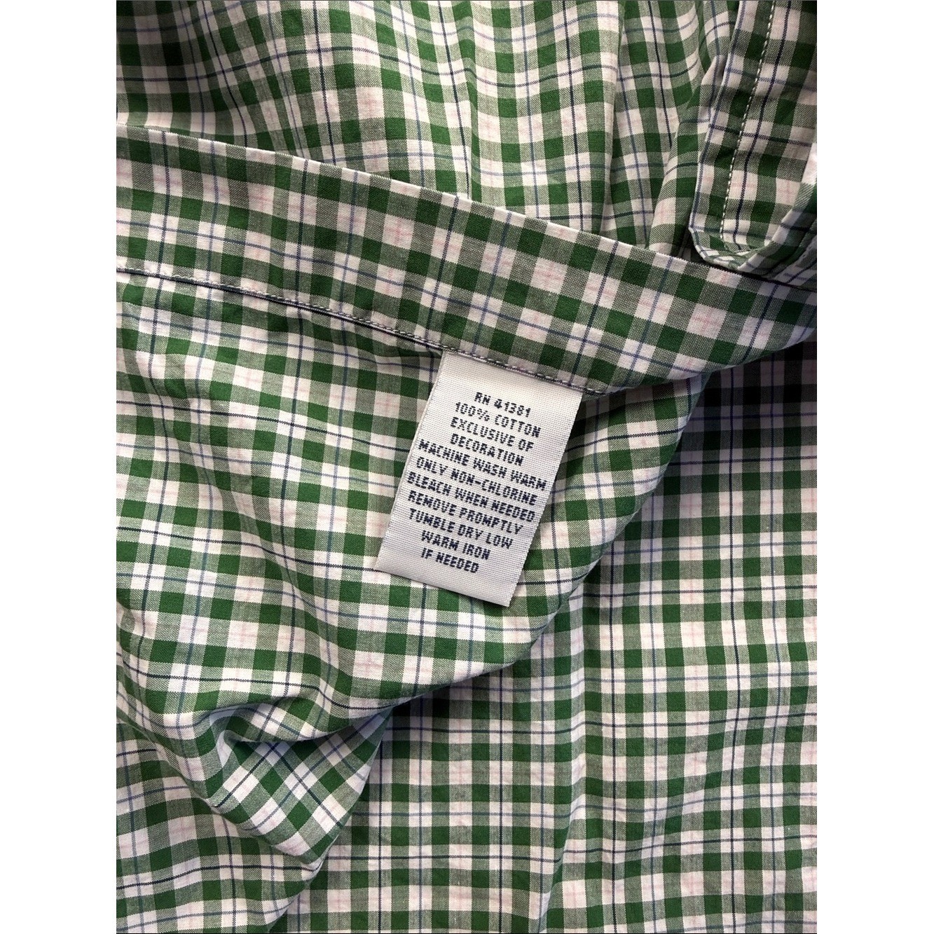 Ralph Lauren Green and White Check Button-Down Shirt sz Medium