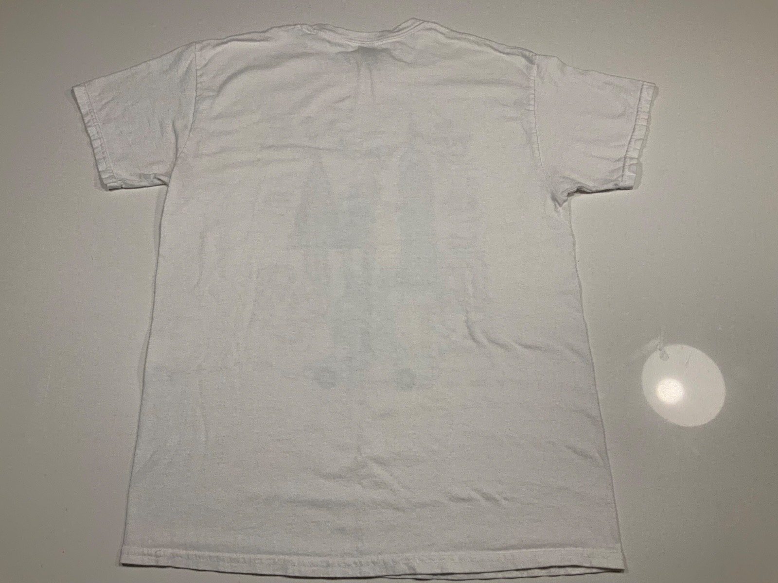 Rare New York Graphic White Tshirt Tee Blue Print Women’s Medium 100% Cotton