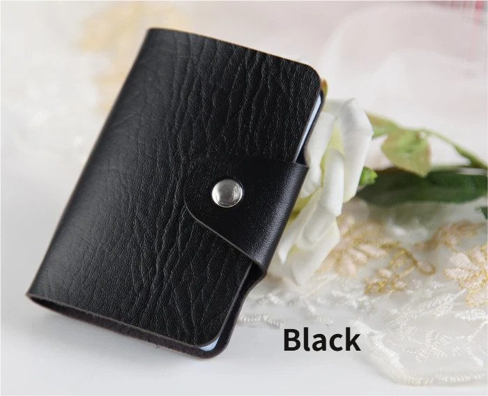 Black RFID Blocking Card Holder 24 Slots-PU Leather ID Credit Card Wallet
