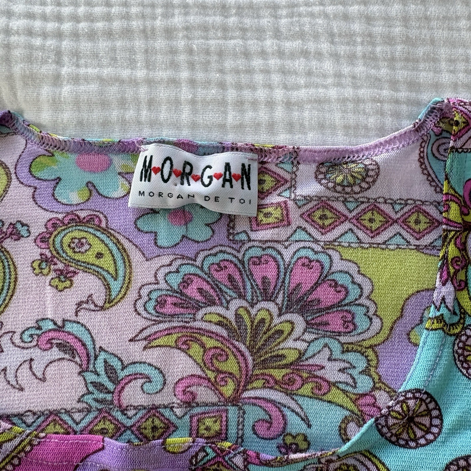 Morgan de Toi Top Vintage Y2K Purple Paisley Floral Mesh Small Women’s Festival
