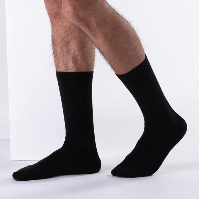 3-6-12 Pairs Men’s Plain Solid Sports Athletic Work Crew Socks Size 9-11 10-13