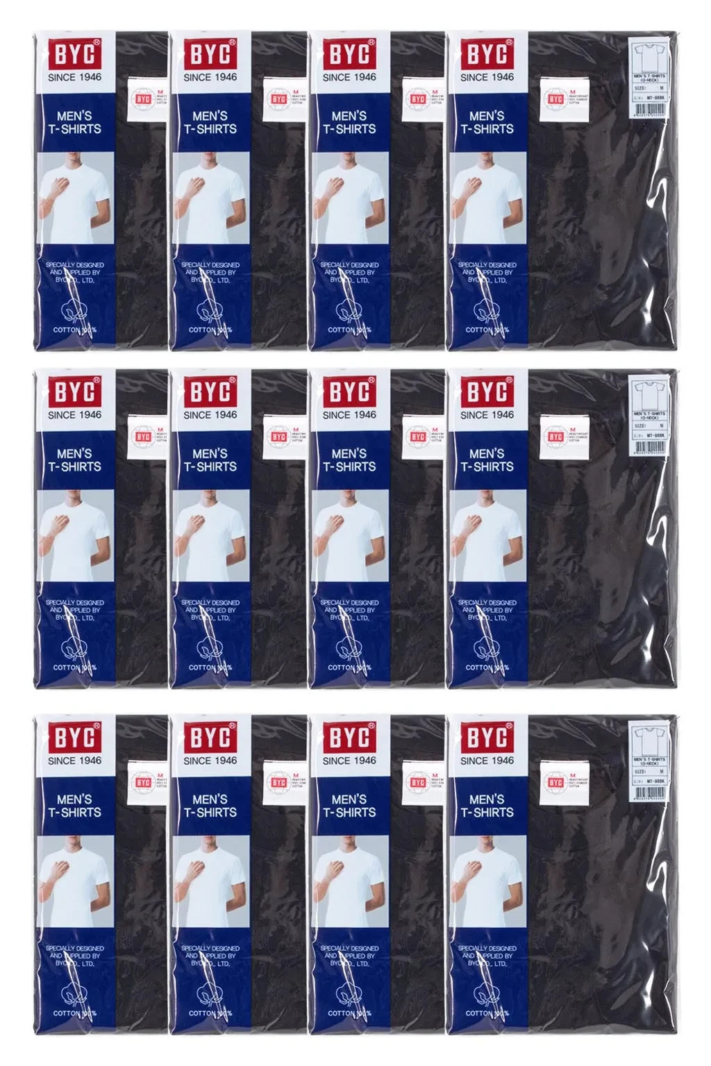 3 Pack Men’s Classic Black Cotton Undershirts Crewneck T-Shirt S M L XL 2XL