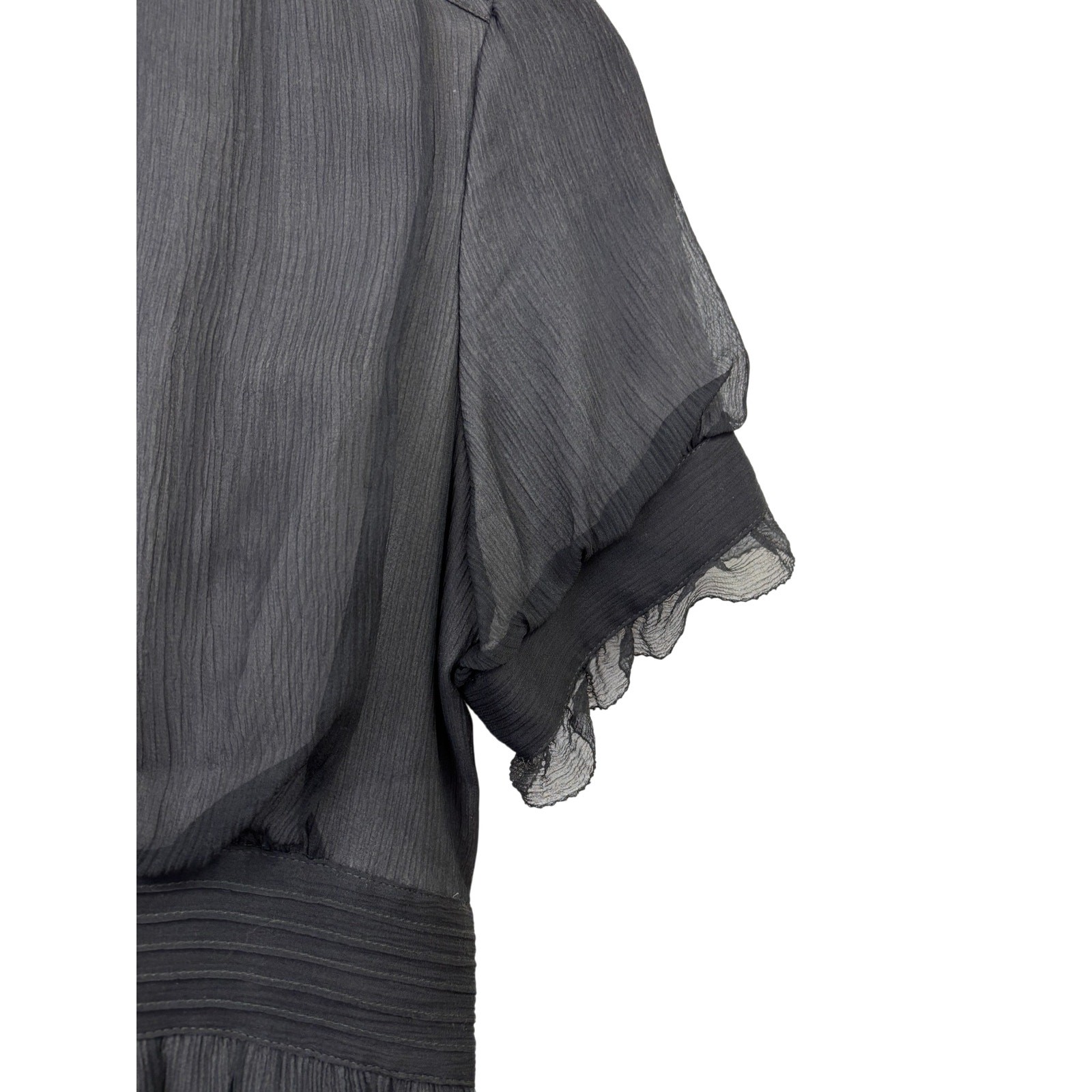 Juicy Couture Black Chiffon Dress Women’s Small Ruffle Peter Pan Collar