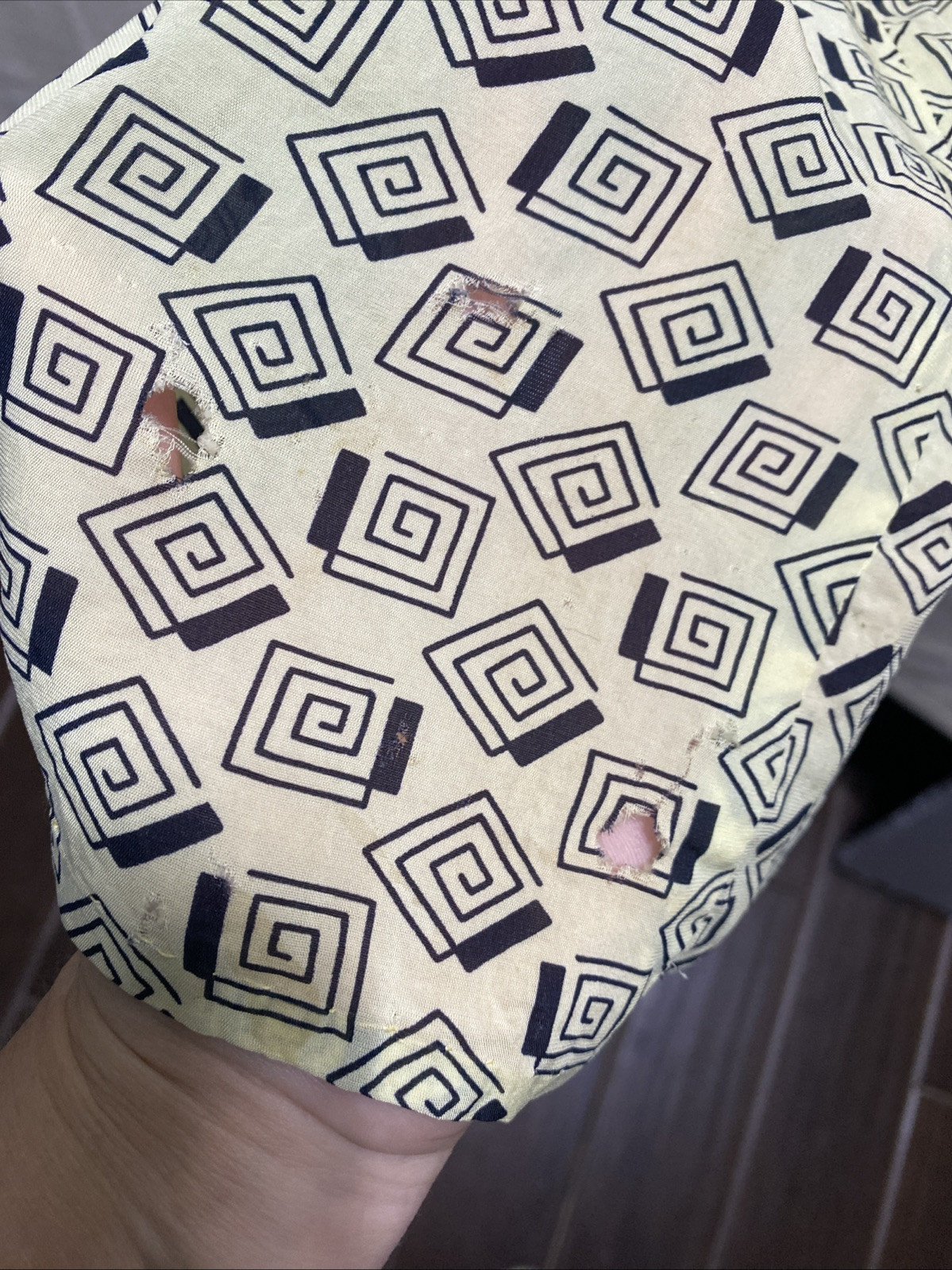 VTG 40’s GEORGIANA Geometric Print Size 14 Day Dress Zipper Snap Button *READ*