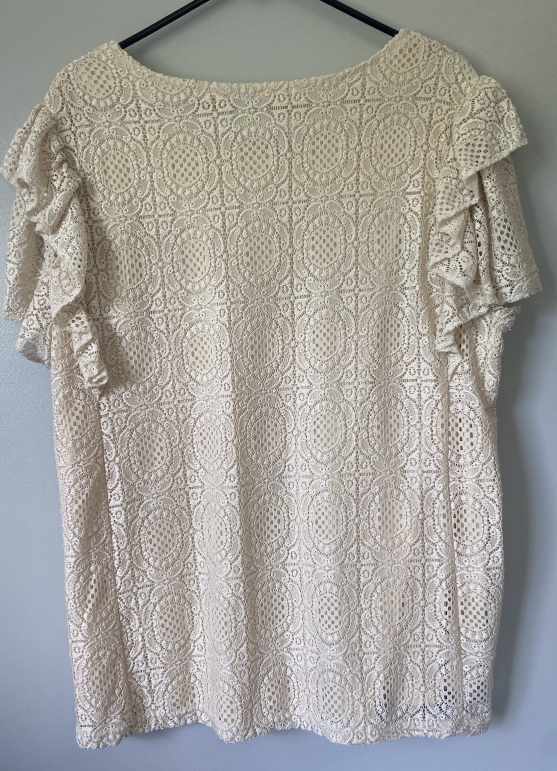 Kaktus Womens Cream Lace Blouse XXL Lined Coquette Soft Romantic Elegant Boho