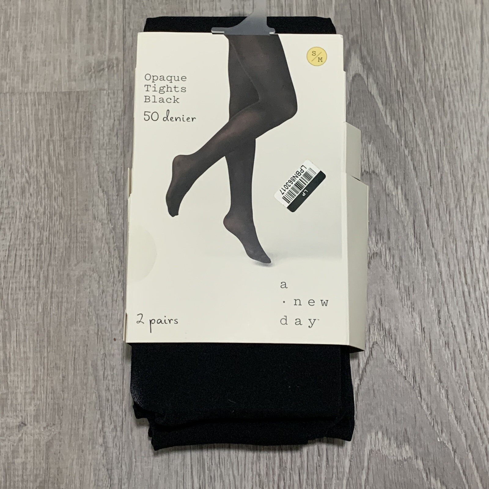 A New Day Tights sz S/M Black Opaque 50 Denier Two Pairs Career Casual NEW