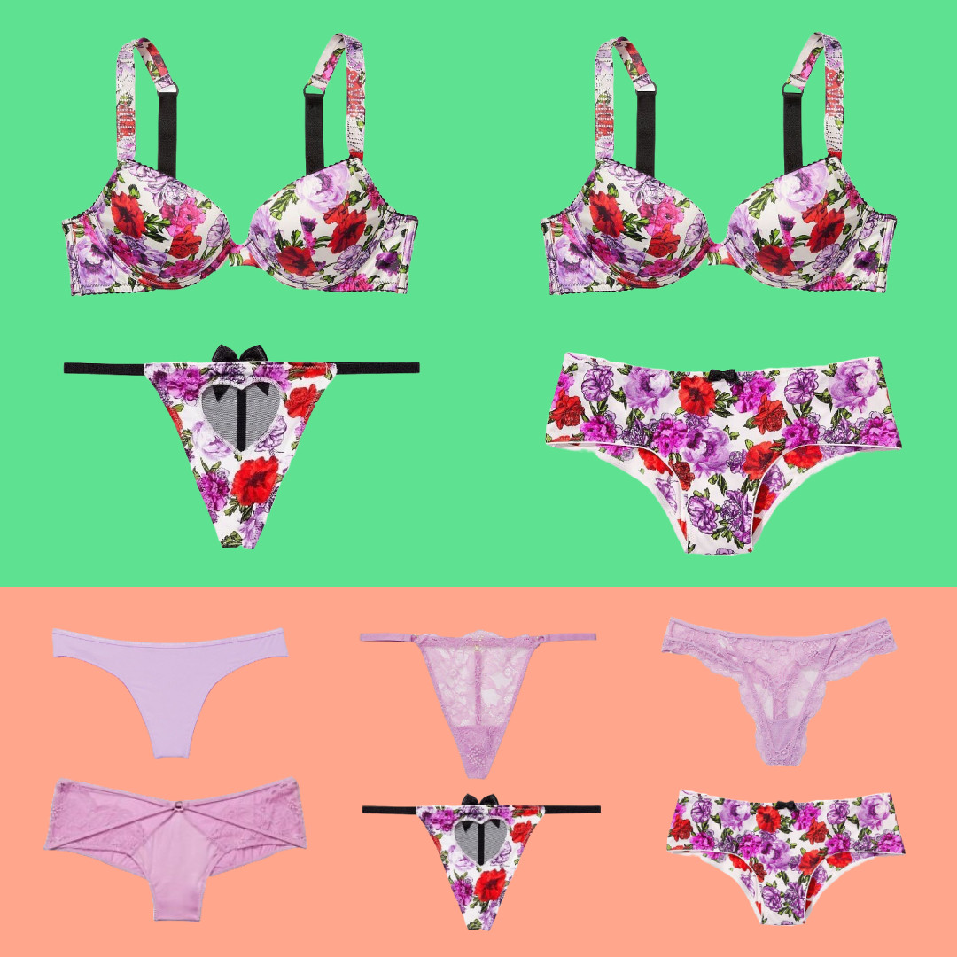 2-pc Victoria’s Secret Very Sexy Shine Strap Push-Up Bra Floral Many Size NWT