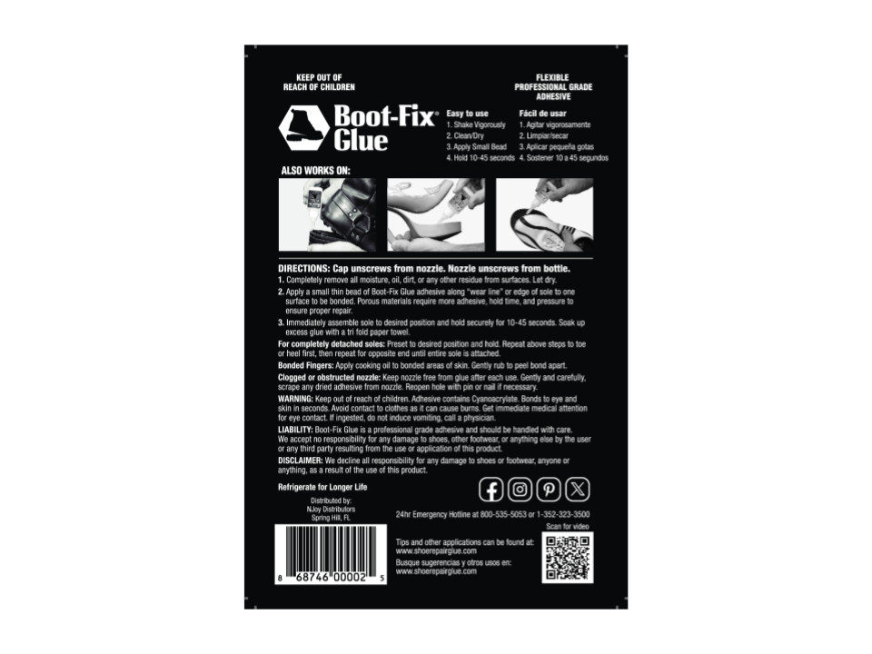 Boot-Fix Glue BLACK: Professional Grade Shoe Repair Glue For All Footwear
