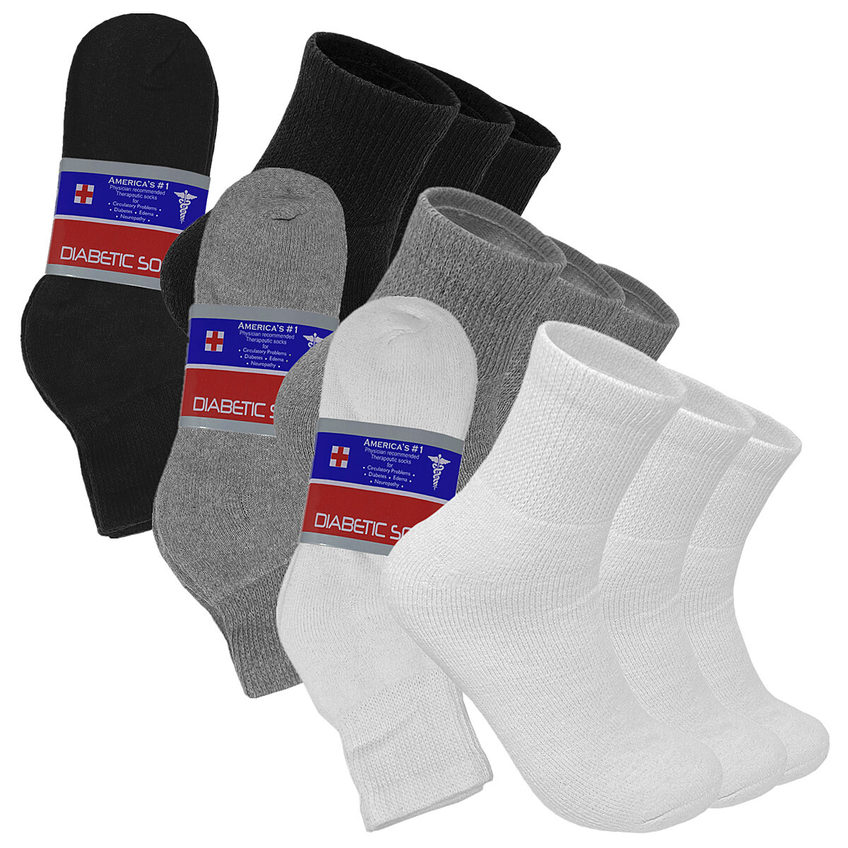 Men Low Cut Diabetic Quarter Crew Circulatory Socks Health Cotton Solid Loose