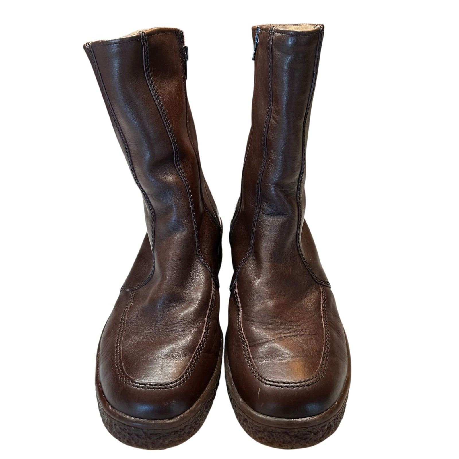 VTG BAMA LAMS Brown Leather Sheepskin Lined Boots West Germany Size 10.5 READ